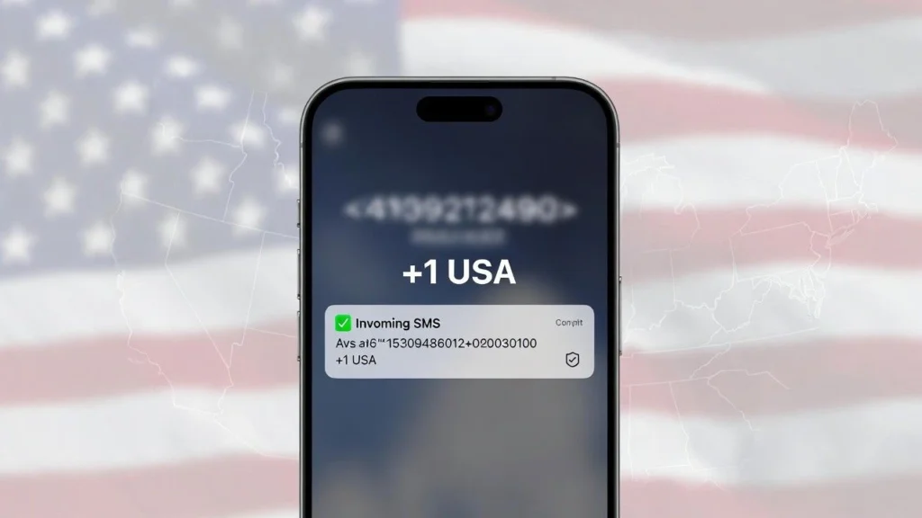 US phone number for SMS verification showing secure OTP delivery with +1 country code