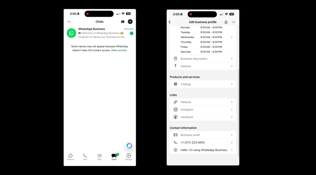 Completed WhatsApp account profile created using a USA number from OtpFire, ready to use.